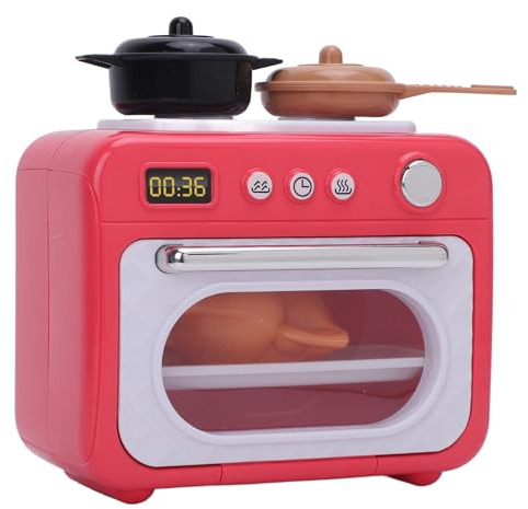 Chrees Jouet Micro-Ondes pour Enfants, Plateau Tournant de Simulation avec Boutons Pressables et Jouets Alimentaires, pour Les Tout-Petits de 3 Ans et Plus