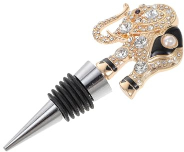 Roleader Rhinestone Elephant Wine Bottle Stopper Reusable Alloy Cork Plug Decorative for Red Wine and Olive Oil Bottles Suitable for Holiday Celebrations and Home Bars