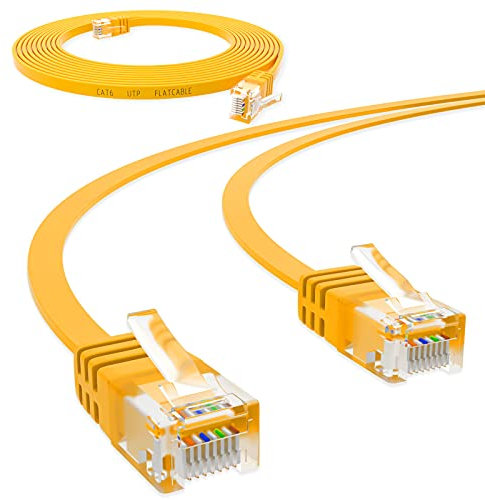 HB-DIGITAL Netzwerkkabel LAN Kabel Cabel Flachkabel Slim flach RJ45 Stecker 3m 300cm cat 6 gelb Kupfer Profi U/UTP bis zu 10 Gbit 10.000 Mbit cat. 6 Cat6 RJ45 Port Ethernet Netzwerk Patchcable