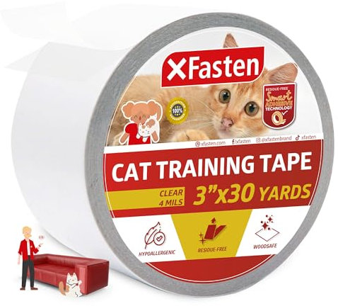 XFasten Kratzfestes Katzentrainingsband, 3 Zoll x 30 Yards - Tür, Couch, Möbel und Leder Kratzschutzband für Katzen und Haustiere