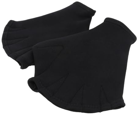 WINOMO Webbed Swim Gloves, Swimming Training Gloves for Water Resistance, | Aqua Fitness, Water Aerobics, Snorkelling and Swimming Exercise, 1 Pair, Black
