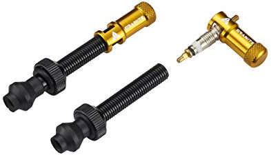 Granite Juicy Nipple Ventilkappen-Set und Presta-Ventil-Stangen, Fahrradreifen-Schutzkappen mit Ventilkern-Entfernungsfunktion (Gold).