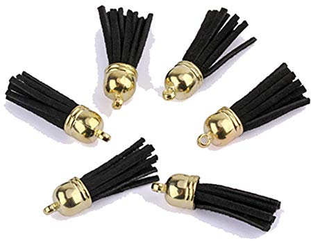 Egurs Troddel Anhänger, Leder Quaste,4cm,10pcs, Schwarz