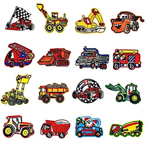 Parche Ropa 16 piezas Camión Hierro en Parche Parches Bordados Cosidos Decoración DIY para Ropa COser Chaquetas Mochilas Jeans