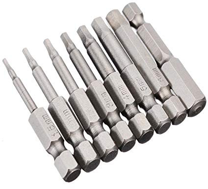 Bestgle 8 Piezas Destornillador Allen 50mm Destornillador Hexagonal Magnetic Tornillos Cabeza de Taladro Acero Duradero S2 Cabeza de Broca Magnética