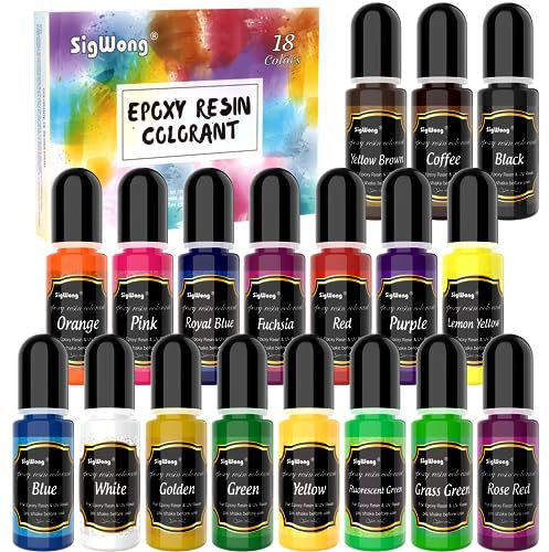 Epoxy Pigment - 18 Liquidcolors for Translucent UV Resin Art, AB Resin Coloring for DIY Crafts - 10ml Each
