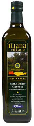 Iliana Village kaltgepresstes Olivenöl - 1x 1L Flasche - Kreta Chania Kritis extra vergine wenig Säure handgepflückte Oliven kalt mechanisch extrahiert natives Olivenöl erste Pressung