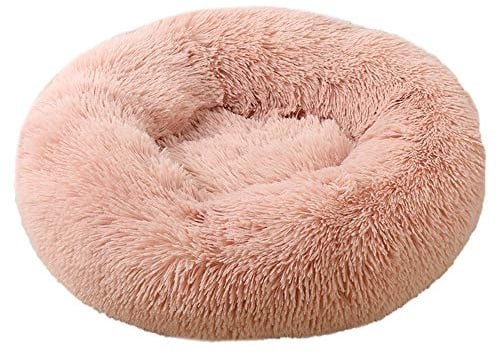 Chickw1 Panier Rond Chien Coussin Chat Panier Donut, pour Chats et aux Petits Chiens de Taille Moyenne Animal Domestique Nest Deep Sleep Pet Matelas Lavable en Peluche (Poudre pour la Peau,50CM)