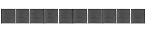 vidaXL Zaunelement Set mit Pfosten Sichtschutz Windschutz Zaun Gartenzaun Lamellenzaun Sichtschutzzaun Windschutzzaun WPC 1737x186cm Schwarz