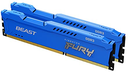 Kingston FURY Beast Blau 8GB (2x4GB) 1866MHz DDR3 CL10 Desktop Speicher Kit mit 2 KF318C10BK2/8