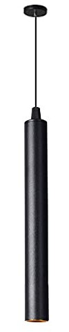Lámpara Colgante De Aluminio Negro Lámpara LED De Tubo Largo Lámpara Colgante De Isla De Cocina Lámpara De Suspensión Cilíndrica De 7W Focos De Barra Focos De Techo Downlights Luz