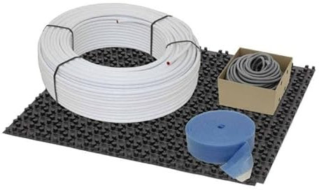 Fußbodenheizung Warmwasser Set 90m² Noppensystem 11 mm Dämmplatte Alu-Verbund Rohr VA15 Zubehör