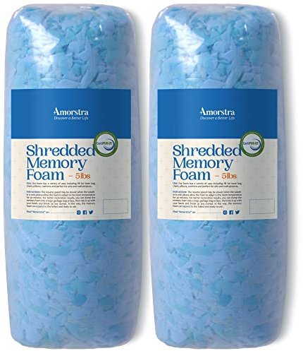 Amorstra Sitzsackfüller, geschredderte Memory-Schaumstoff-Füllung, 4,5 kg, Kissenfüllung, Sitzsack, Nachfüllmaterial für Pouf, Ottoman, Couchkissen, Hundebett, Stofftiere und Kunsthandwerk – Blau