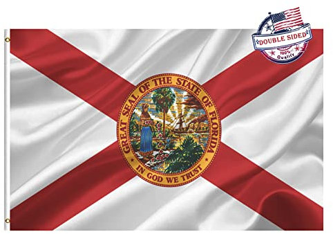 Mosprovie Florida-Flagge, 7,6 x 12,7 cm, doppelseitig, strapazierfähig, 3-lagig, Florida-Staatsflagge, super langlebig, 4 Reihen genähter Rand, Leinen-Kopf mit 2 Messingösen