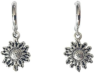 ASTER ALHELÍ - Platinplattierte Ethnische Sonnen-Ohrringe - Schmuck Damen Ohrringe und Altsilberne Sonne Anhänger - Perfekte Schützende Amulett zum Verschenken
