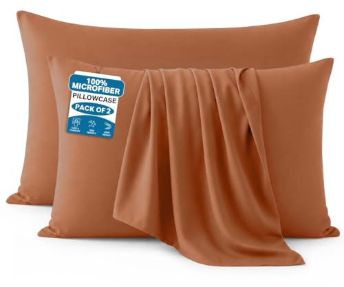Moonlight Bedding Pillow Cases 2 Pack – Rust Pillowcases Envelope Closure Super Soft Brushed Microfiber Standard House Wife Pillow Covers, (50 X 75 CM)