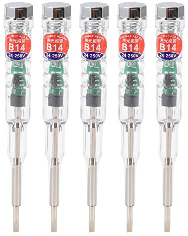Buachois 5 Pezzi Penna Rilevatore di Tensione,Cercafase Professionale con Luce a Colori a LED Tascabile Per La Penna Elettrica di Riparazione del Circuito del Tester di Filo