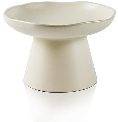 Extra Wide 6.1 Raised Cat Food Bowl, Shallow Ceramic Elevated Cat Feeder Bowl, Anti Vomiting, Stress Free, Whisker Fatigue, Pet Food or Water Bowl, White