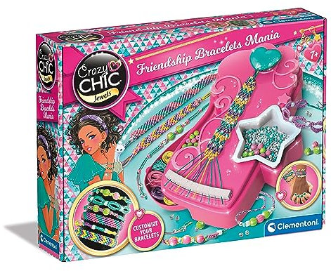 Clementoni Crazy Chic Freundschafts-Armbänder - DIY Schmuck-Set zum Basteln von Armbändern - Mit Perlen & bunten Bändern - Kreativ-Spielzeug für Kinder ab 7 Jahren, 18785