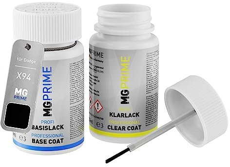 MG PRIME Autolack Lackstift Set für Dodge X94 Lamp Black Basislack Klarlack je 50ml