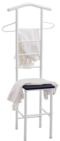 CARO-Möbel Herrendiener JIVO Stummer Diener Kleiderständer in weiß/schwarz, 121 cm, Garderobe mit Hosenbügel