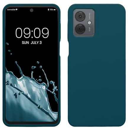 kwmobile Handyhülle für Motorola Moto G14 Hülle - Case Silikon - Kabelloses Laden - Schutzhülle Cover in Petrol