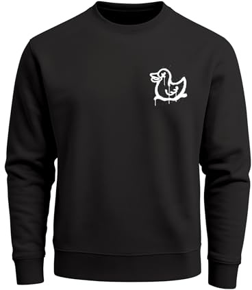 Neverless® Sweatshirt Herren rint Aufdruck Motiv Ente Graffity Rundhals-Pullover Fashion Streetwear