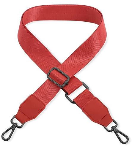 Schultergurt für Handtasche Laptoptasche - Rot [Metallfarbe: Schwarz] - Länge verstellbar 89-142 cm - Breite 3,8 cm - Ersatz Gurt Band Schulterriemen Strap Umhängegurt für Laptoptasche
