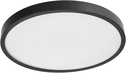 EDO, Deckenlampe LED Deckenleuchte Flach PERETI LED 24W Schwarzer Ring 35cm, 3000K Warmweiß, 2400lm, badezimmer lampe,ceiling light, plafondlamp, led deckenleuchte, IP44, EDO777616