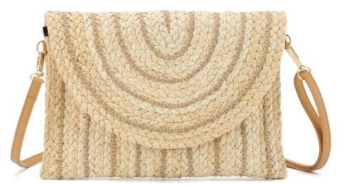 SUKUTU Paille Sac à Bandoulière pour Les Femmes Tissé Sac à Main de Plage d'embrayage de Paille Portefeuille Sac à bandoulière