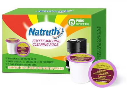 NATRUTH Cleaning Capsules x 6, K Cup Cleaner Pod for Keurig Coffee Machine Descalers, 2.0 Coffee Machine Compatible, Removes Stains, Non-Toxic and Eco-Friendly
