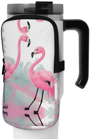 Pinke Flamingo-Sportflaschen-Zubehörtasche – Wasser-Trageriemen, Handy-Tasche für Spaziergänge, Wandern und Fitnessstudio, Schwarz , S, Visitenkartenhalter
