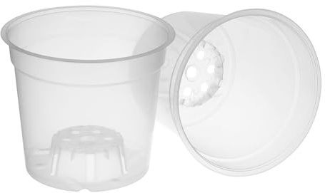 GREEN24 20 Stück Orchideentopf transparent aus Polypropylen, Ø 14,7 cm, 12,5 cm hoch, 1,30 L Volumen, Stufenboden zur idealen Belüftung und Bewässerung des Wuzelballens
