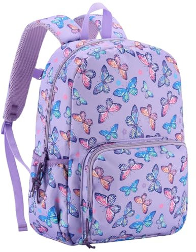Chase Chic Kinderrucksack,Leichter Rucksack Mädchen Jungen mit Brustgurt,Vorschule Schulrucksack mit Reflektierenden Streifen, Schulranzen für Kindergarten/Schule/Reisen/Outdoor(Schmetterling)