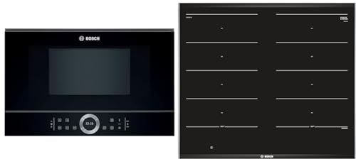 Bosch BFL634GB1 Serie 8 Einbau-Mikrowelle, 38 x 60 cm & Hausgeräte PXX675DC1E Serie 8 Induktionskochfeld (autark), 60cm breit