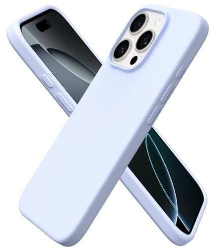 ORNARTO Compatible with iPhone 16 Pro Case 6.3, Slim Liquid Silicone 3 Layers Soft Gel Rubber Shockproof Protective Case with Anti-Scratch Microfiber Lining-Baby Blue