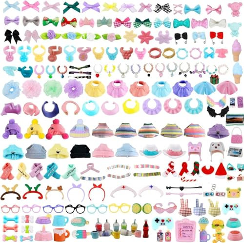 Random 25-teiliges Zubehör, kompatibel mit LPS, Mini-Schleife, Kleid, Rock, Hut, Schal, Brille, Flügel, Essen und Getränke, Kleidung, Handy, Tablet, Set, kompatibel mit LPS Berger