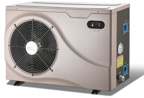 ECOPOOLTECH Ultra-Inverter Pool-WÃrmepumpe | Poolheizung für Pools bis 60 m³ | Heizen und Kühlen | Smarte WiFi-Steuerung | Automatische Abtauung | Max Ausgangsleistung bis zu 9 kW | Plug & Play EE70