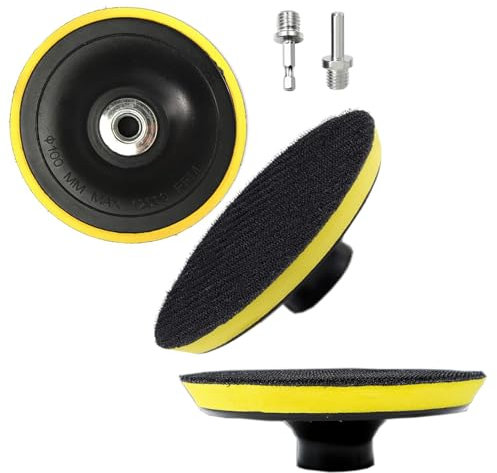 Secwell M14 Velcro Polishing Pads 100 mm with 2 Thread Adapters for Grinding Disc Angle Grinder Pack of 3