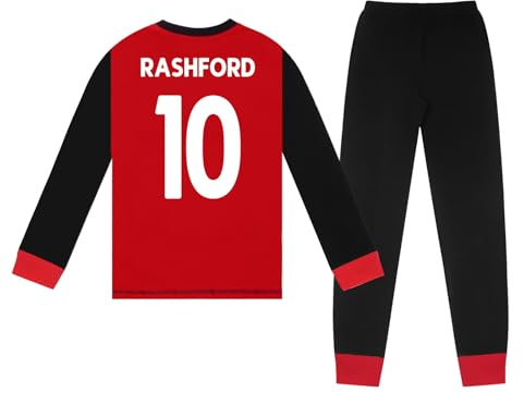 Manchester United FC Boys Rashford 10 Long Pyjamas Red 9-10 Years
