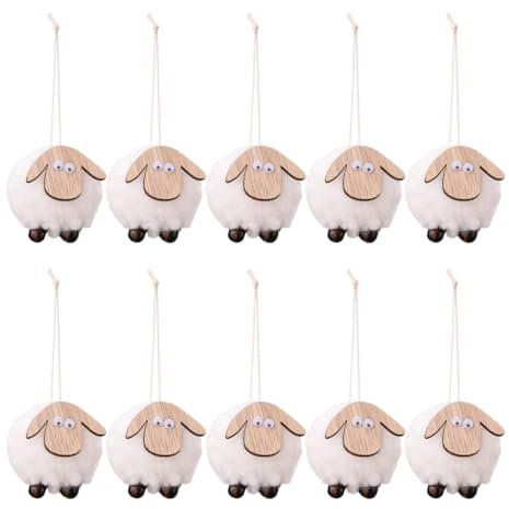 Pack of 10 Christmas Felt Sheep Ornament Soft Felt Sheep Hangings Christmas Decorations for Family Gatherings