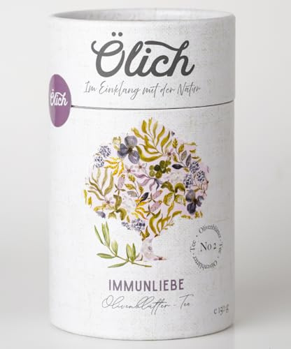 Ölich Premium Olivenblättertee Immunliebe I Olivenblatt Tee mit Brennnessel, Zitrone und Ingwer I reich an Antioxidantien I 150g