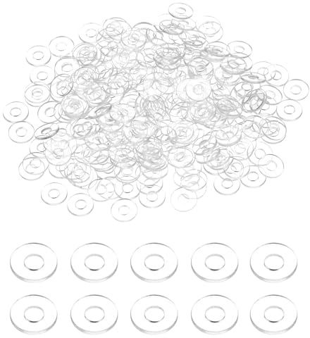sourcing map 240 Pcs M2 PVC Flat Washers 2mm ID 5mm OD 0.3mm Thick Plain Washer Grommets Plastic Sheet Gasket Fastener Sealing Spacer Gasket Ring Water Hose Washers, Clear