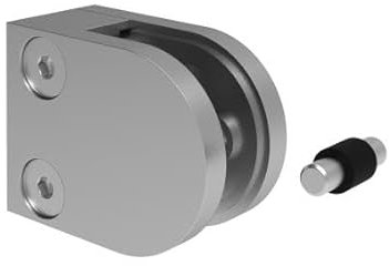 Sellon24® Support en verre 50 x 40 mm - Zinc moulé sous pression - Fixation naturelle - Raccord plat en zinc - Pour poteau, garde-corps - Semi-circulaire - 6 à 10,76 mm (verre 6,00 mm)