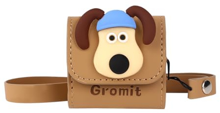 LEWOTE Custodia protettiva in pelle compatibile con Apple AirPods 4, sottile, con portachiavi (cane blu)
