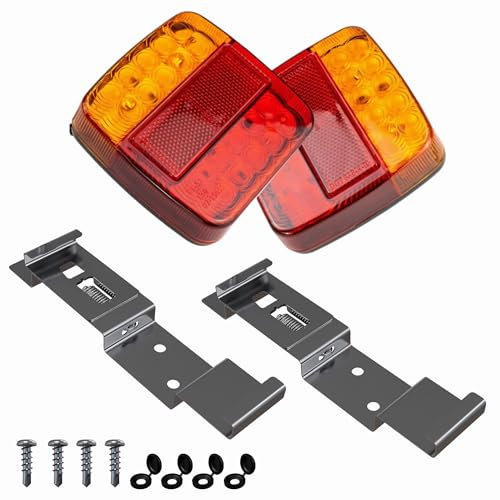 FACTORY COMPONENTS Pilotos Traseros Led de Remolque + Soporte de Matrícula de Remolque 12V Iluminación 6000k / 26 Leds cada Piloto.Universales: Remolque,Tractor,Caravana.Luces do Reboque
