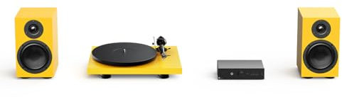 Pro-Ject Colourful Audio System 2, True Analogue HiFi Stereo System, All-In-One Hi-Fi Set including Debut EVO 2 Turntable, MaiA S3 Integrated Amplifier, and Speaker Box 5 S2 (Satin Golden Yellow)