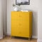 skølm Metallkommode Atriona, Wohnzimmerschrank mit 3 Fächern senfgelb, Sideboard, Mehrzweckschrank Stahl 3x2, 113x80x38 cm