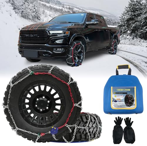 ​​NEOCHIAEVO Schneeketten mit automatischem Anziehen, 4,6 mm Durchmesser, 1-Minuten-Schnellmontage, universelle Passform für Auto/SUV/Pickup-Truck, Multi-Wetter-Notfall-Traktion, 2 Stück, HYR-B​