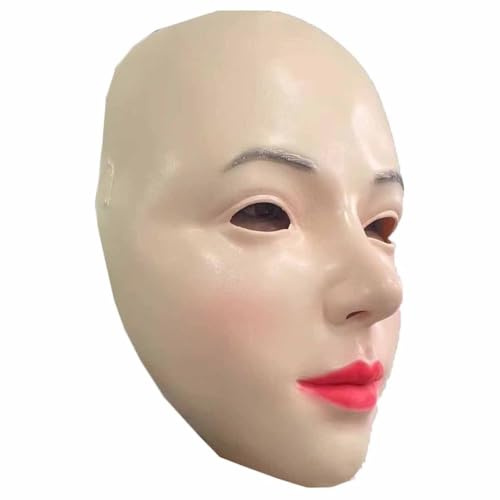 LKYLVEE Halbes Gesicht mit hoher Nasenrückenmaske Weibliche Kopfmaske Weiche Latex Realistische Crossdresser-Maske für Erwachsene